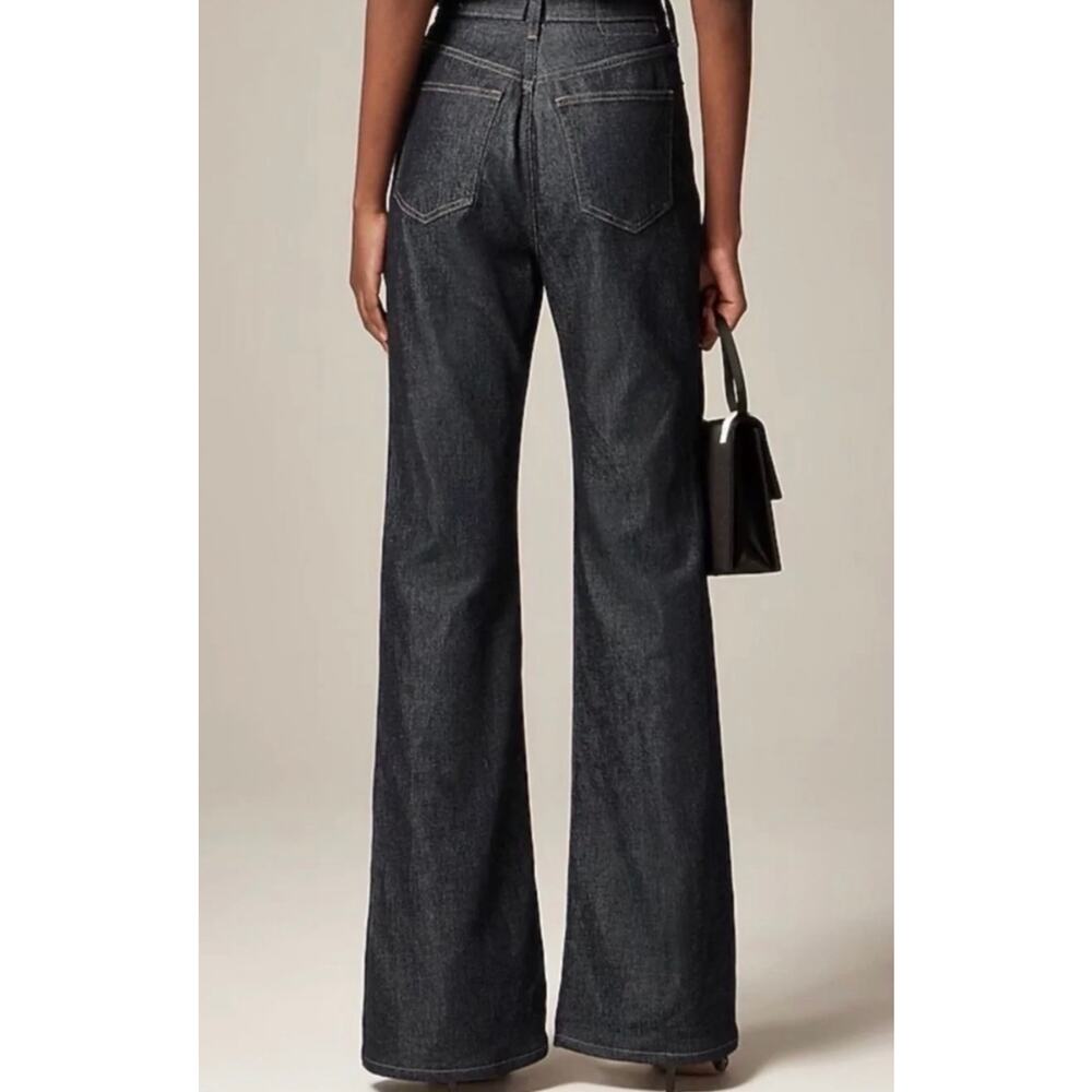 J. Crew Button-Fly High-Rise Wide-Leg Jeans in Dark Indigo - Picture 2 of 8